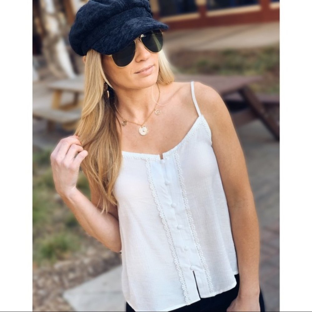 SIMPLE BUT SWEET BUTTON DOWN CAMI-IVORY - Picture 4 of 5